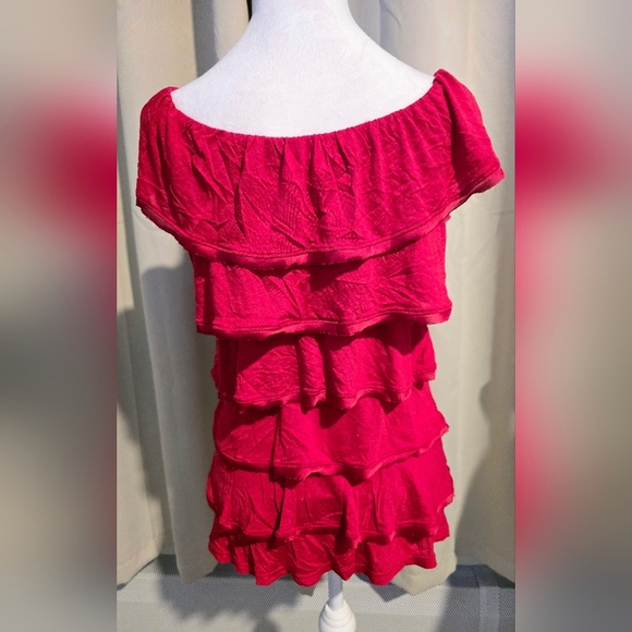 White House Black Market Red Layered Blouse - Picture 3 of 4